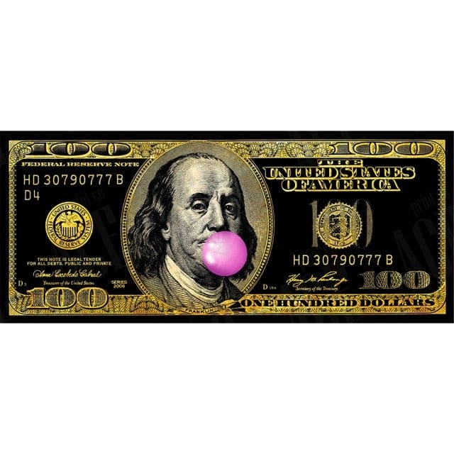 Benjamin Franklin Dollar Bubbles Canvas