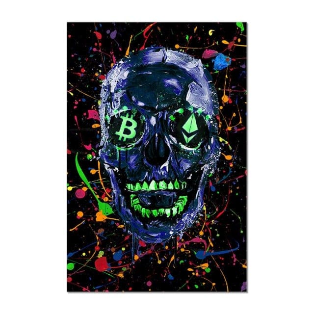Crypto Skull Graffiti Canvas