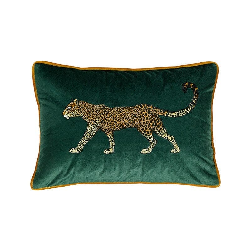 Green Leopard Velvet Cushion