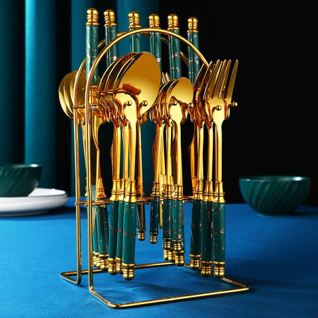Gold Luxury 24 Piece Kitchen Table Cutlery Set