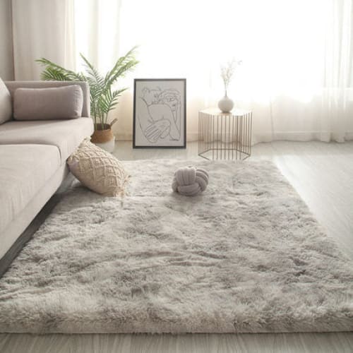 Gray Long Hair Living Room Carpet