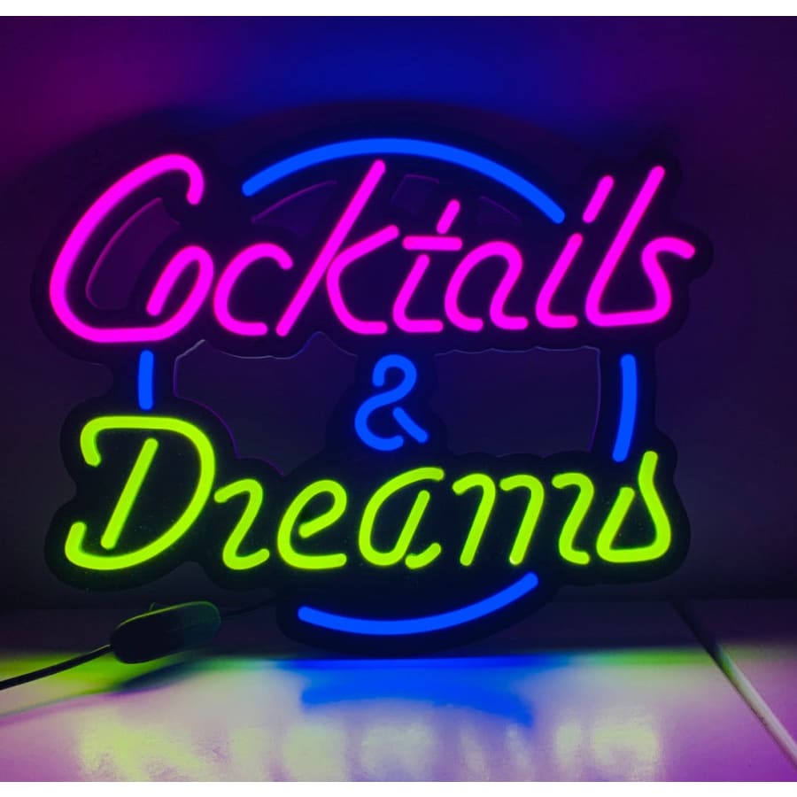 Cocktails and Dreams LED Light Neon Sign