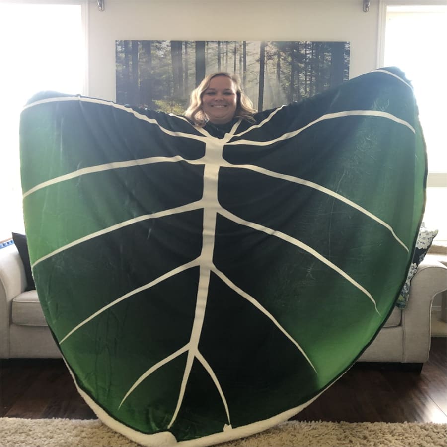 Giant Green Leaf Fleece Blanket