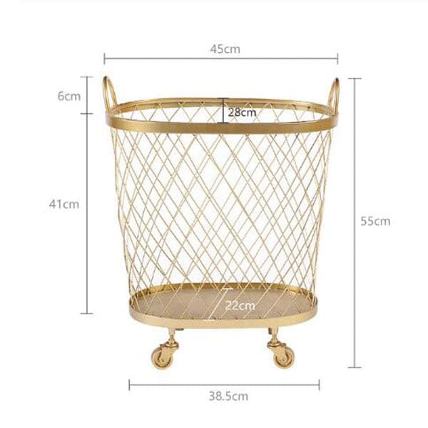 Luxury Wheeled Storage Basket - Gold