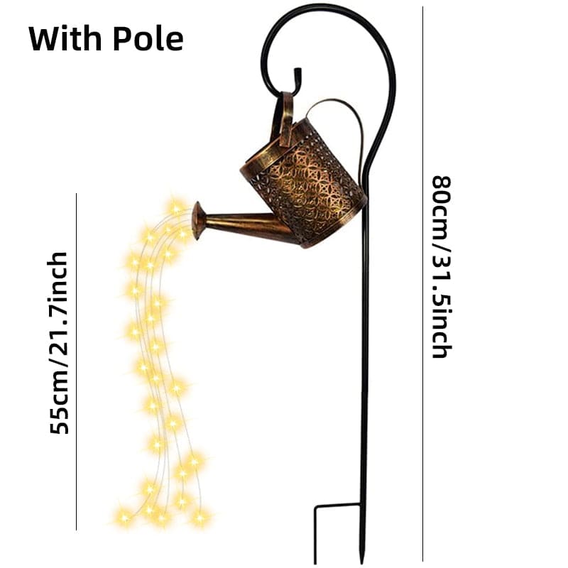 Solar Watering Can Hanging Light - With Pole
