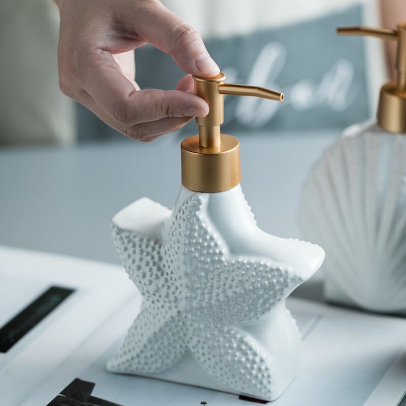 Ceramic Starfish Sea Shell Soap Dispenser