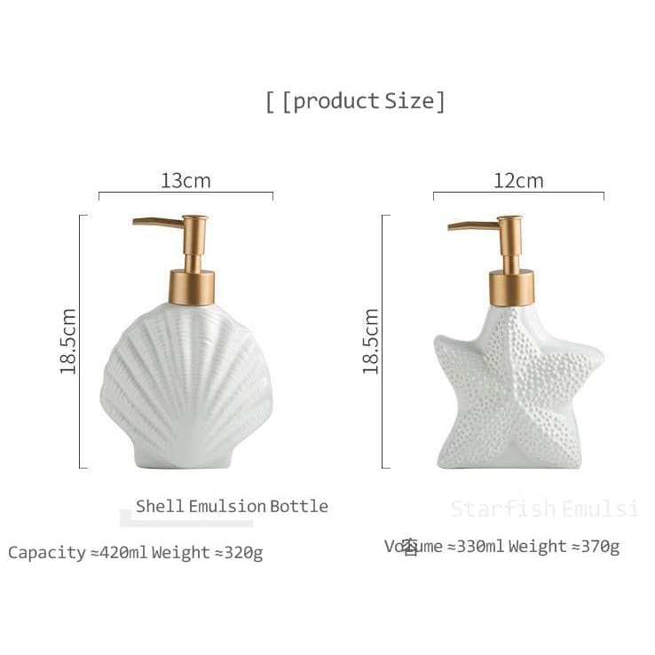Ceramic Starfish Sea Shell Soap Dispenser