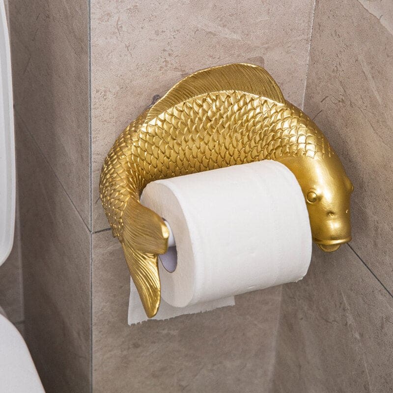 Gold Koi Fish Toilet Paper Holder