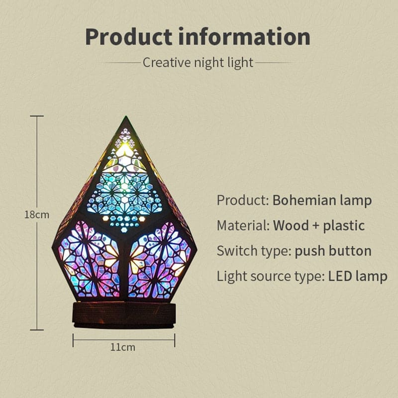 Wooden Hollow LED Projection Night Lamp
