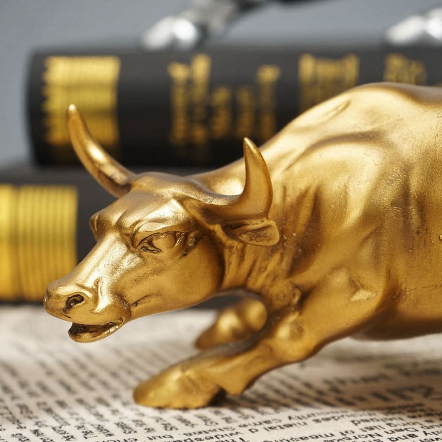 Gold Wall Street Bull Statue