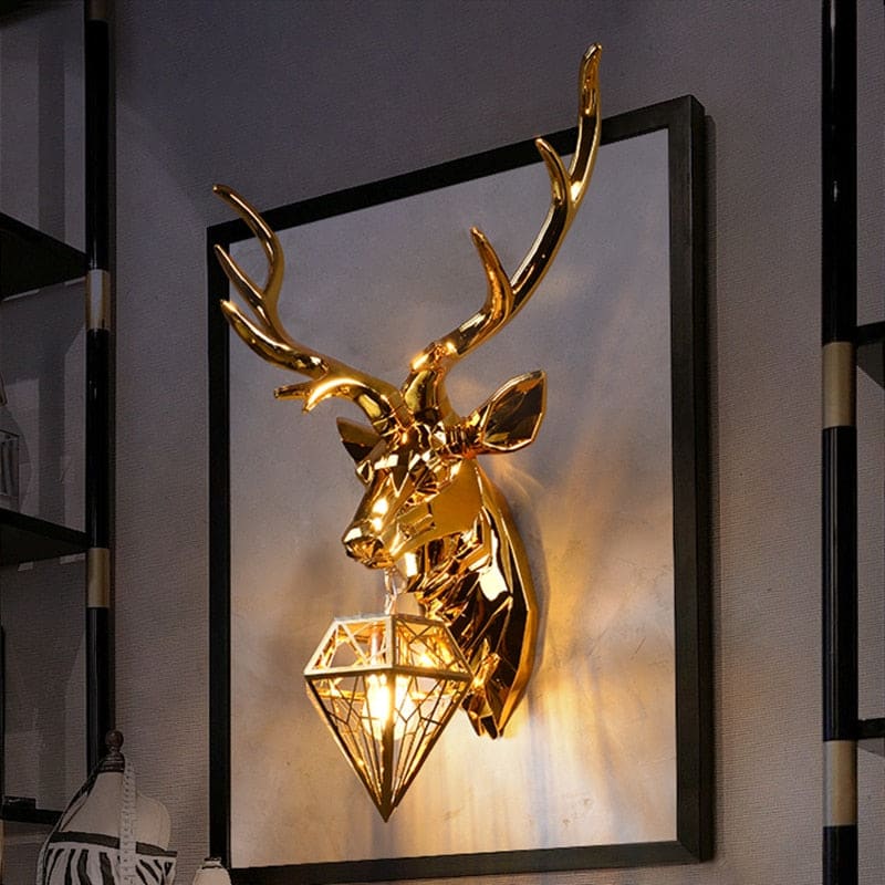 Modern Deer Head Resin Wall Lamp