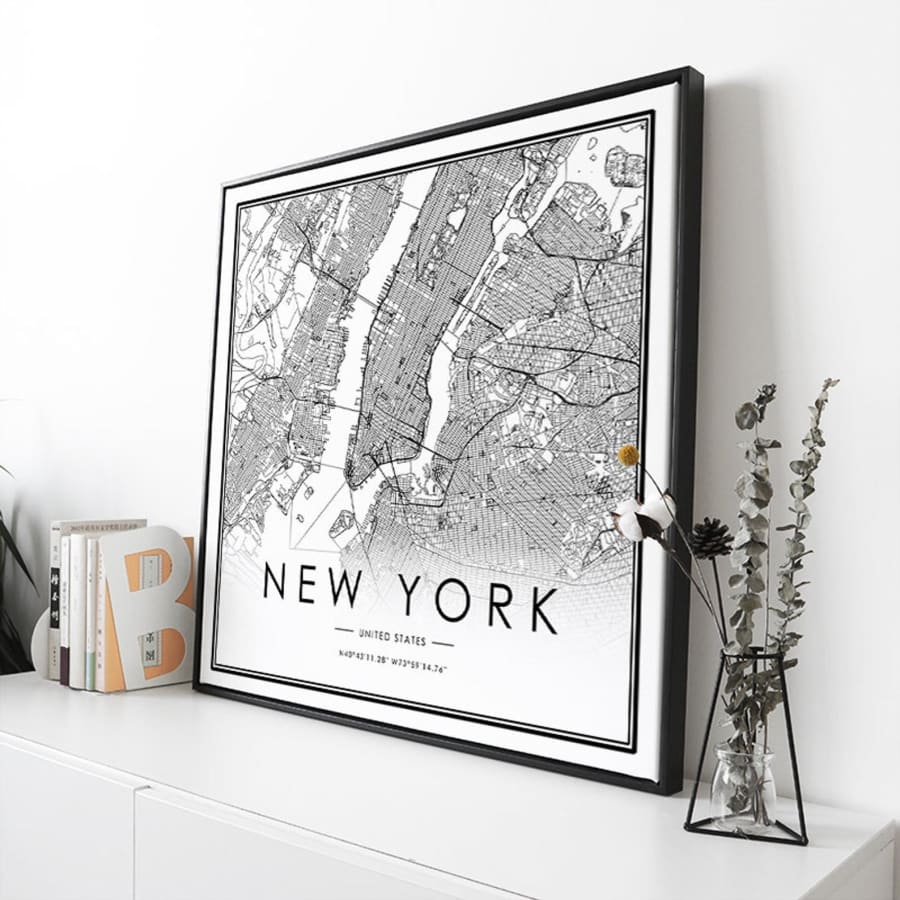 New York City Map Nordic Canvas