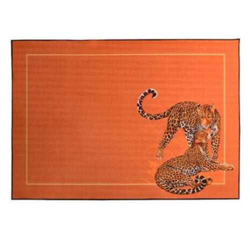 Tiger Leopard Printing Carved Velvet Room Rug