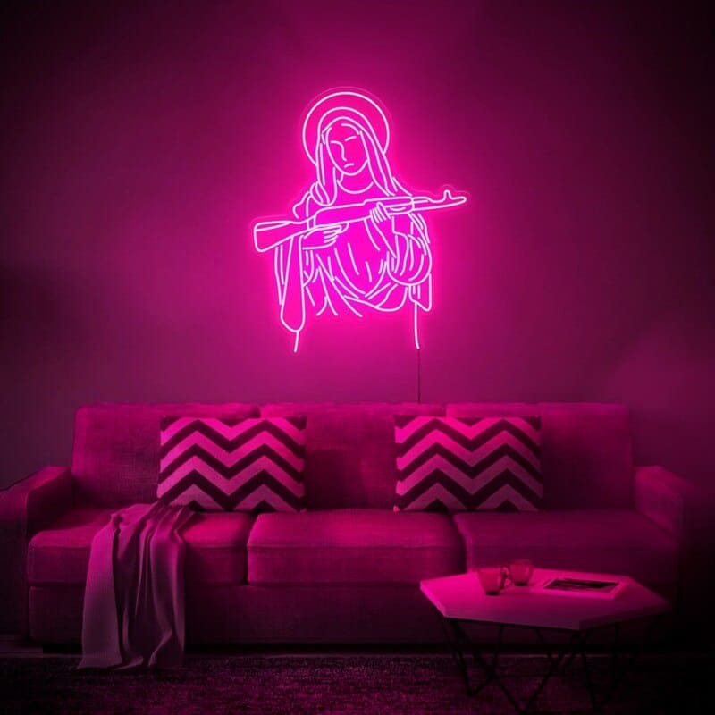 Mary Magdalene AK47 Neon Sign
