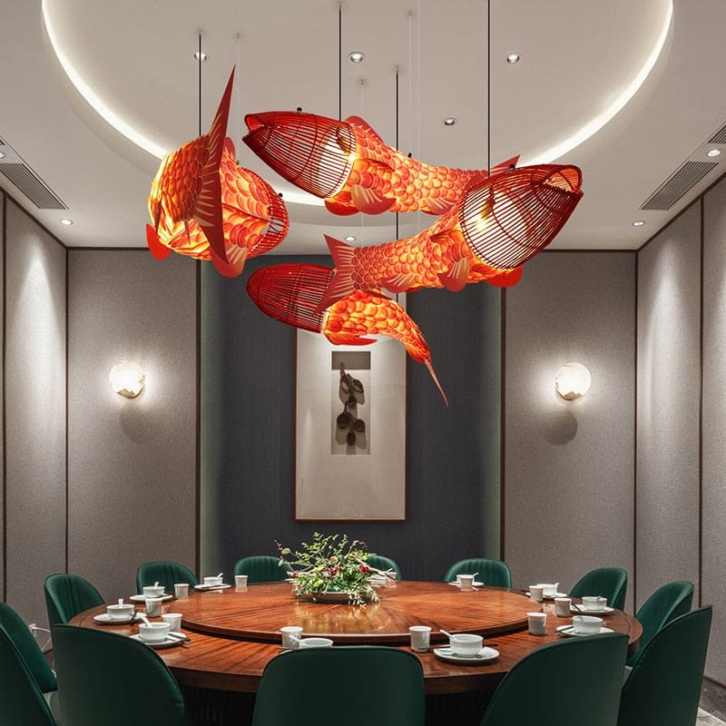 Modern Wooden Big Fish Pendant Light Fixture