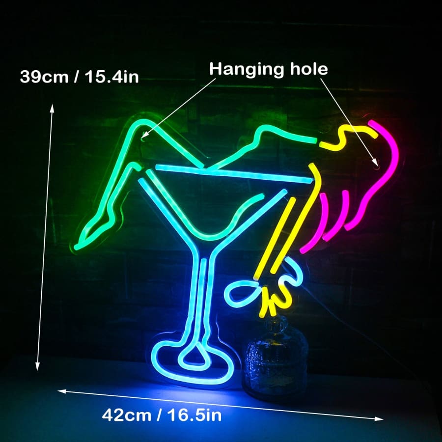 Woman Laying in a Martini Glass Neon Sign