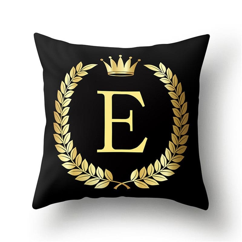 Black Gold Monogram Crown Pillowcase