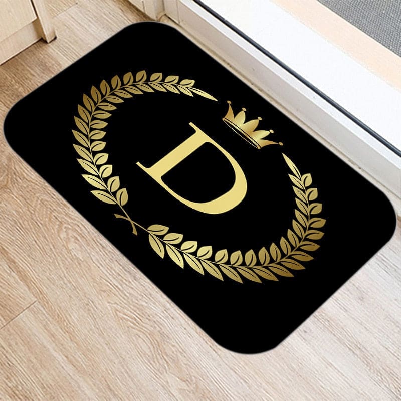Black Golden Monogram Crown Carpet