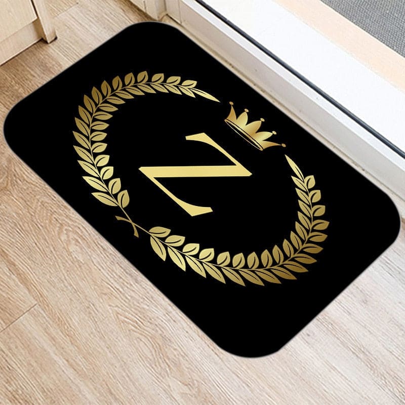 Black Golden Monogram Crown Carpet