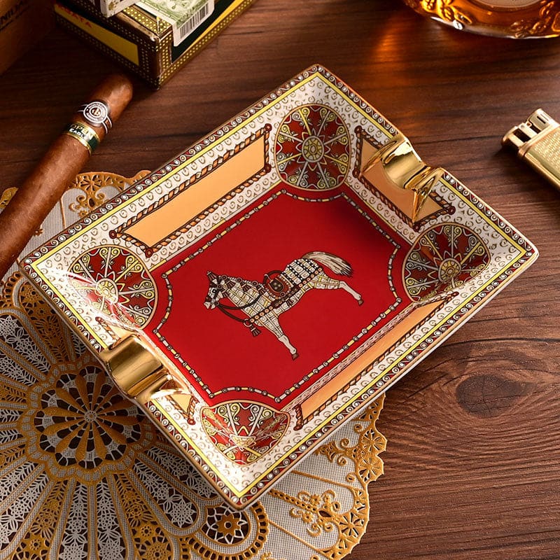 Horse Bone China Cigar Holder Tray