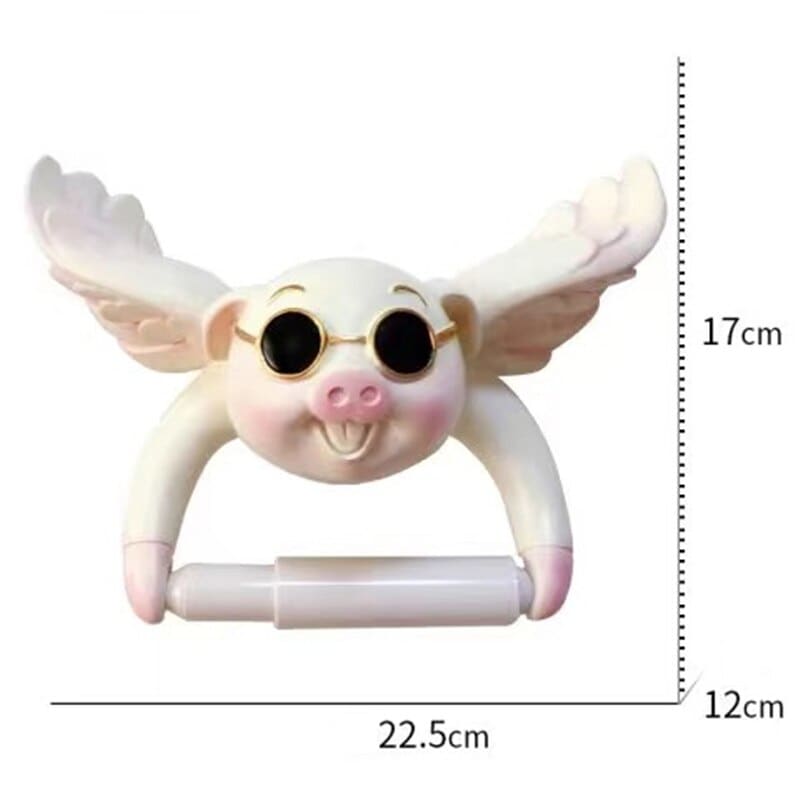 Winged Pig Tray Toilet Paper Holder