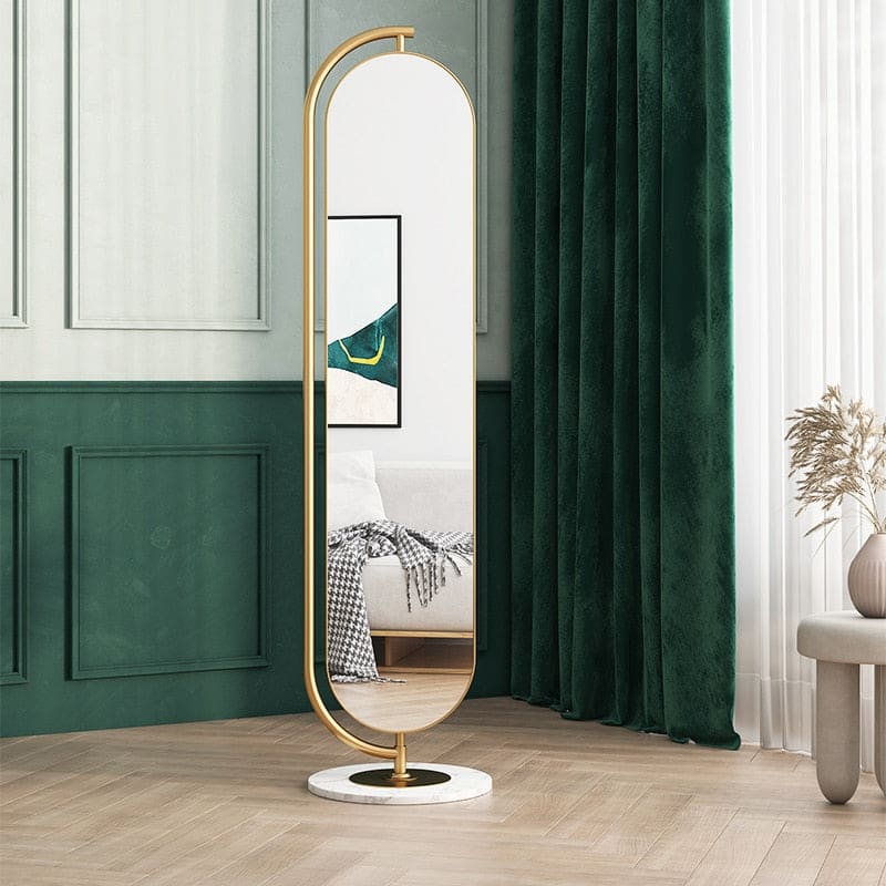 Oval Floor Mirror with Hanger Shelf