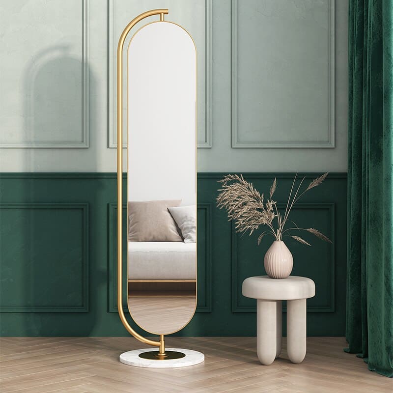 Oval Floor Mirror with Hanger Shelf