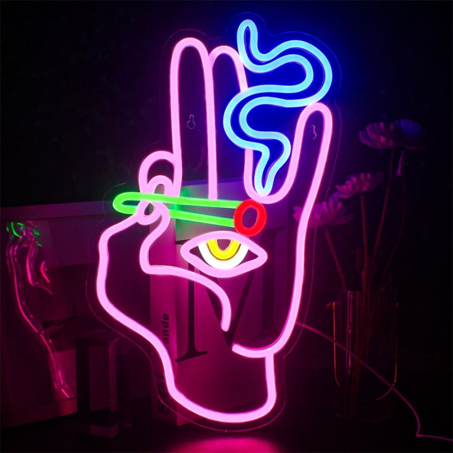 Smoking Hand Eye Neon Sign