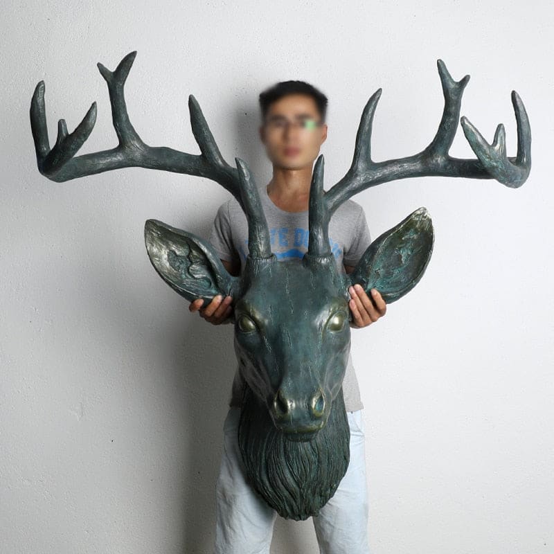 Giant Copper Deer Head Wall Decoration