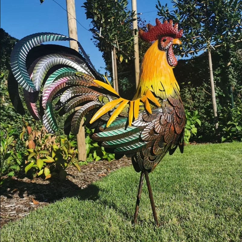 Iron Rooster Garden Sculpture
